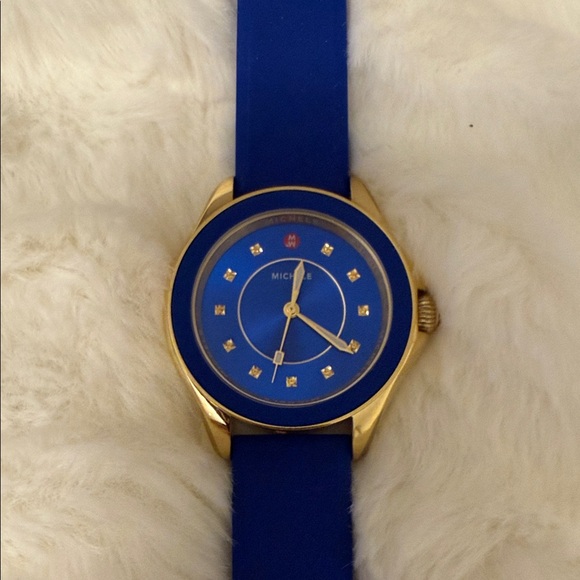 Michele women’s Watch with Blue Dial and Gold Case- used once - Picture 4 of 11
